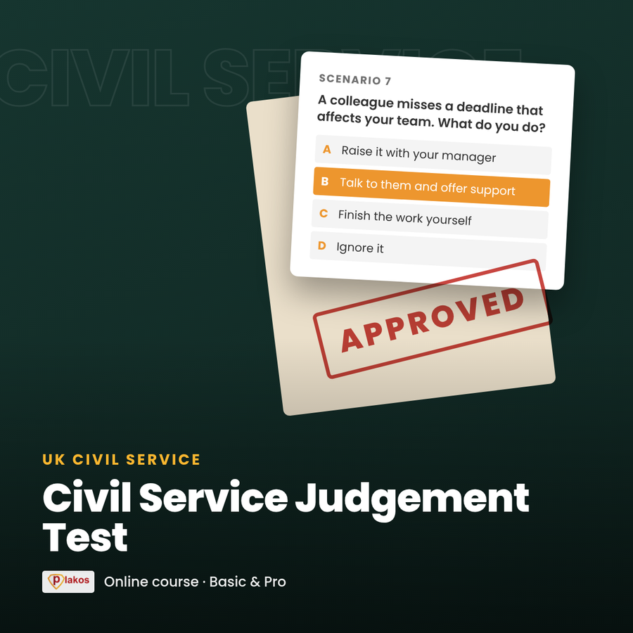 Civil Service Judgement Test – Plakos Akademie online course, UK only
